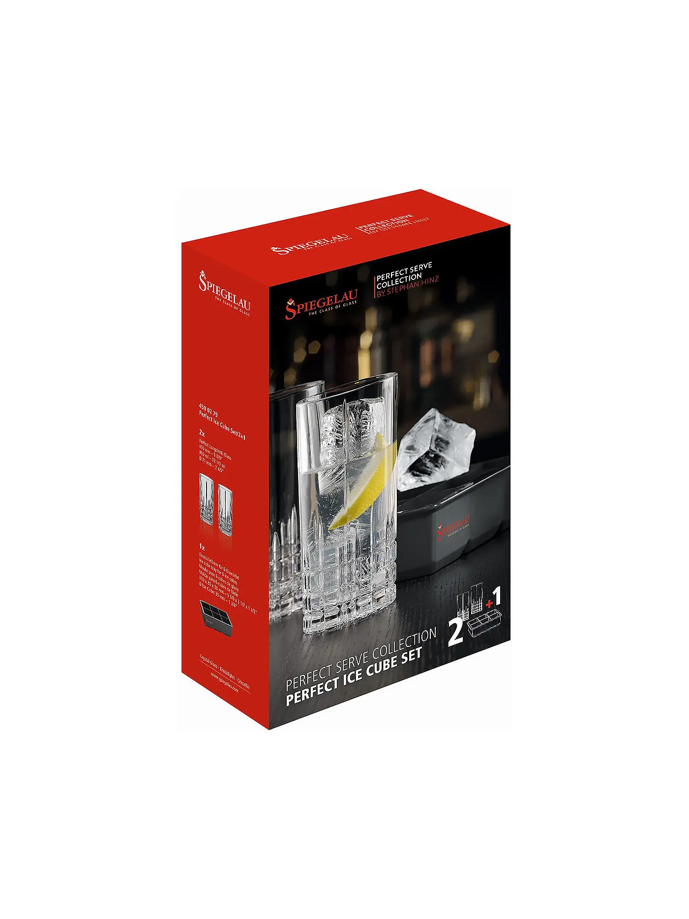 SPIEGELAU | Perfect Ice Cube Set -  2 Longdrinkgläser + 1 Maxi Eiswürfelform | 